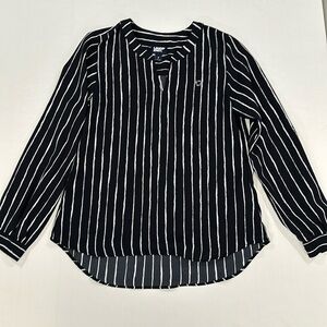 Chase navy blue and white stripe blouse